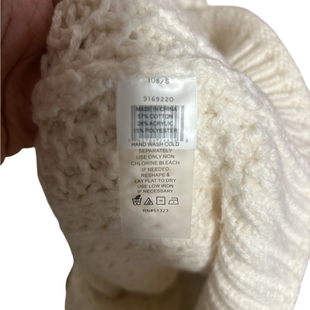 Vince Camuto Ivory Cable Knit Sweater Chain Detail Mock Neck Sz small NWT - Picture 9 of 10